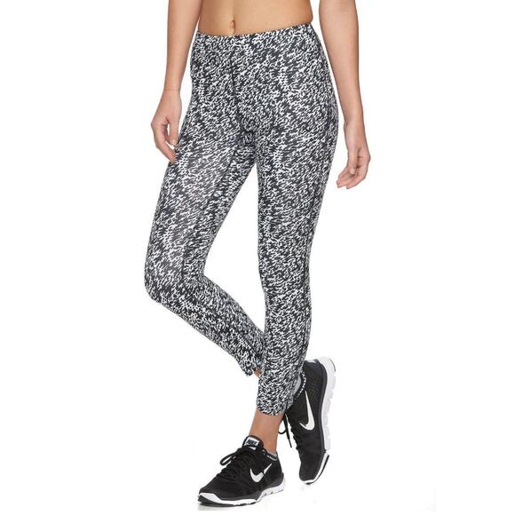 Nike Pronto Black White Small Reflective Running Athletic Gym Women's Leggings - Picture 1 of 9